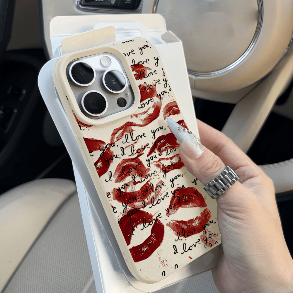 Bright Red Lips Leather Phone  - огляд і ціна Apple Iphone 15