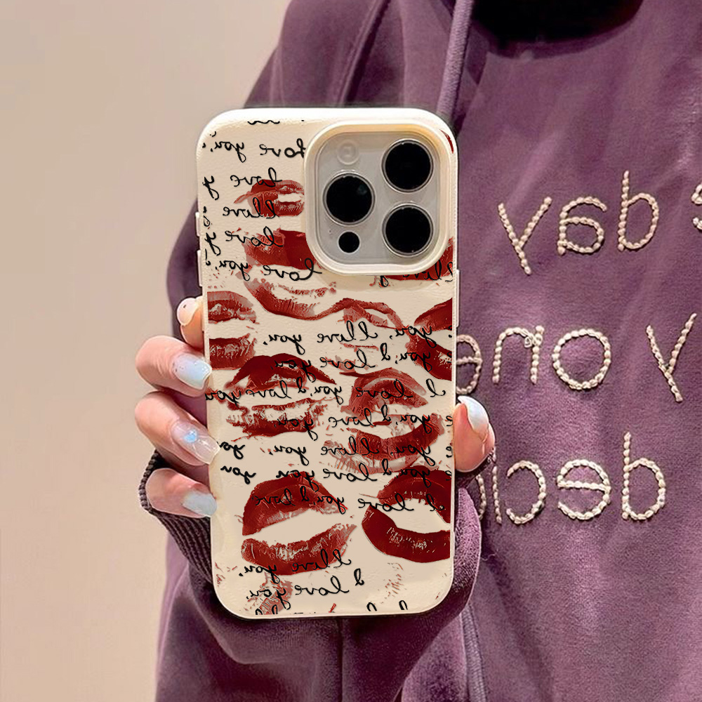 Bright Red Lips Leather Phone  - огляд і ціна Apple Iphone 15