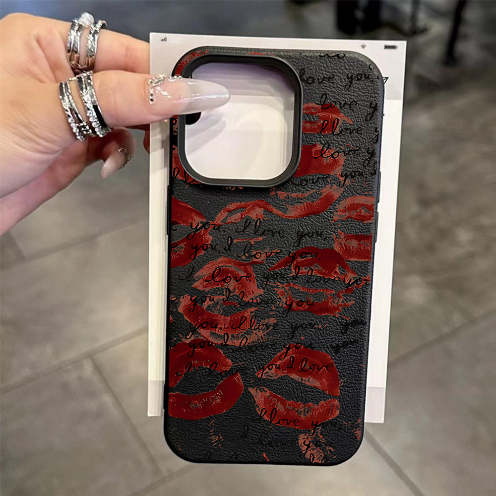 Bright Red Lips Leather Phone  - огляд і ціна Apple Iphone 15